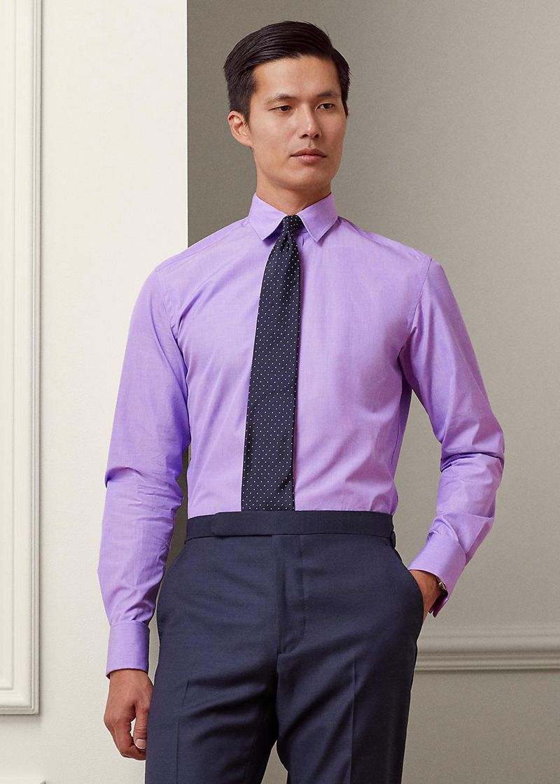 Camisas Purple Label Hombre End-On-End French Cuff Chile Moradas TLQUX-7826